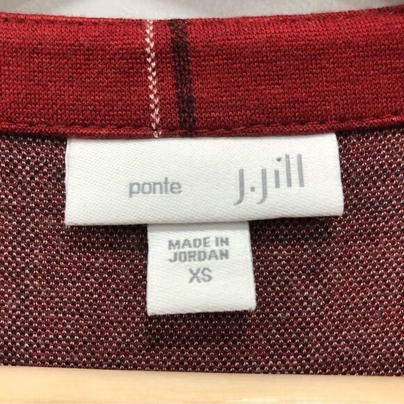 J. JILL XS Red Windowpane Ponte Knit Boatneck Sheath Dress Christmas Classic - Picture 11 of 15